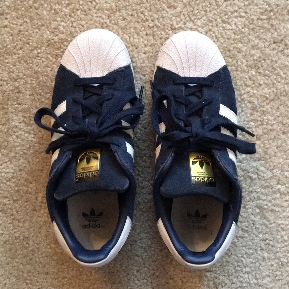 Navy Suede Adidas Superstars